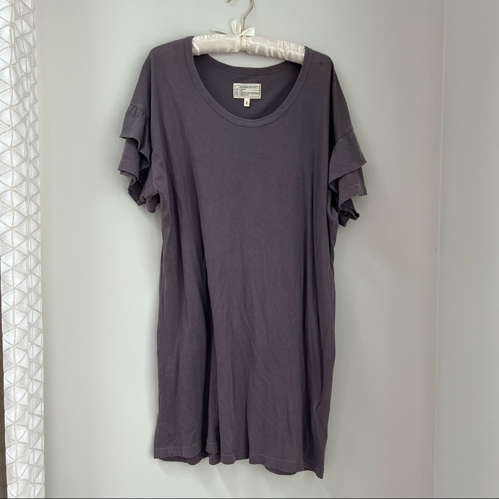 Current/Elliott pale purple t-shirt dress with ruffled sleeves.